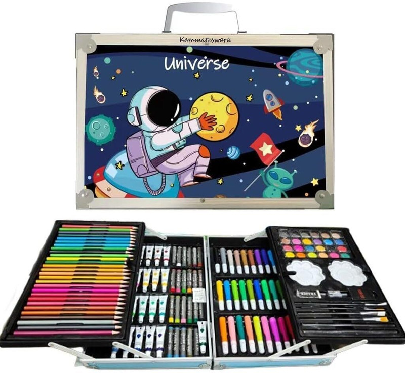 Kidzano 145 Pc Space Theme Color Kit for kid in Professional Deluxe Art Set Drawing Kit