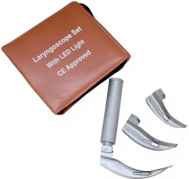 Alexera Laryngoscope Adult Macintosh Type Deluxe Quality Set Of 3 Artificial Eye