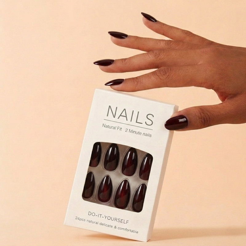 MINARA BEAUTY The Luxe Nail Press Set - Mehroon Andhera Ruby Red(Pack of 24)