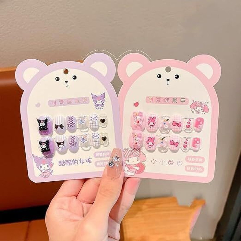 MISTY ALLE 2 set Press on nail reusable nails for kids multicolor 24 nails gift foe girls random(Pack of 24)