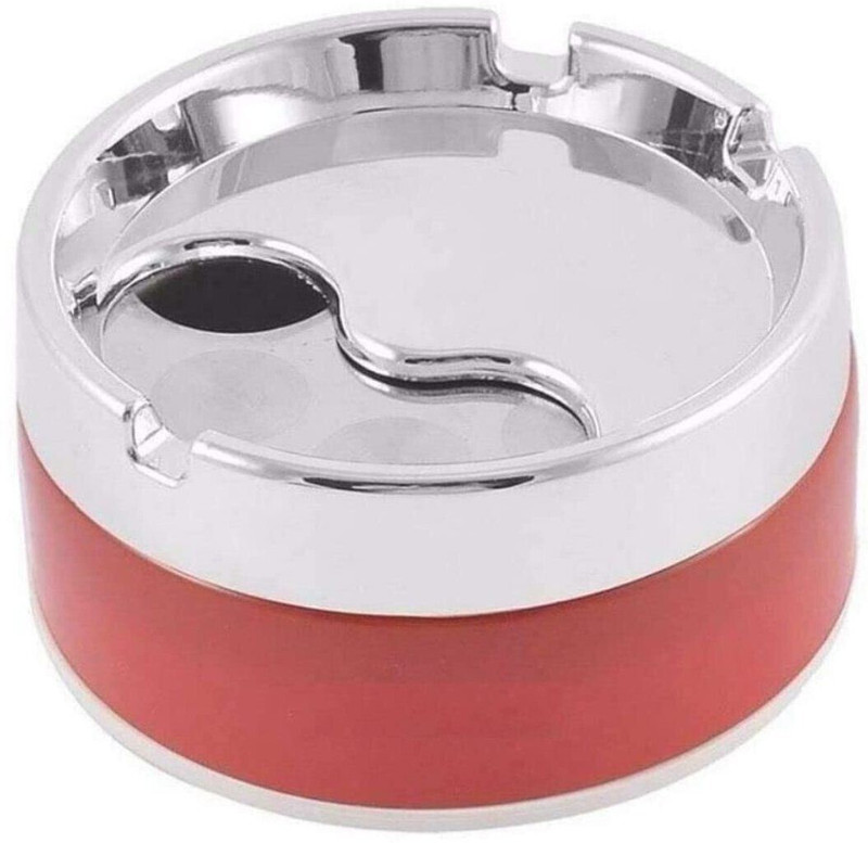 Legion Crome Round Rotating Mini Cigarette Ashtray Smoking for Home, Office and car Red Plastic, Stainless Steel Ashtray(Pack of 1)