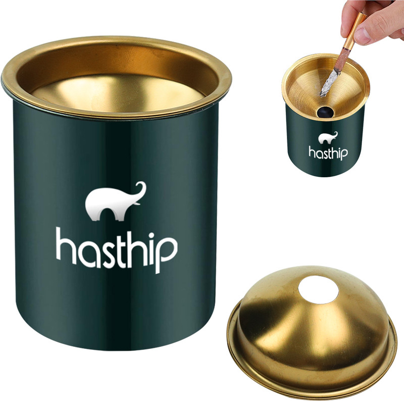 maycreate Stainless Steel Green Windproof Car Ash Tray Funnel Lid for Home Office Table Green Stainless Steel Ashtray(Pack of 1)