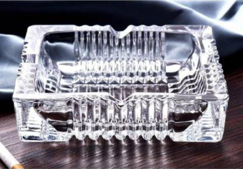 JENY ENTERPRISE Square Cigarette Clear Glass New Ash Tray And Table Top Showpiece Clear Glass Ashtray(Pack of 1)