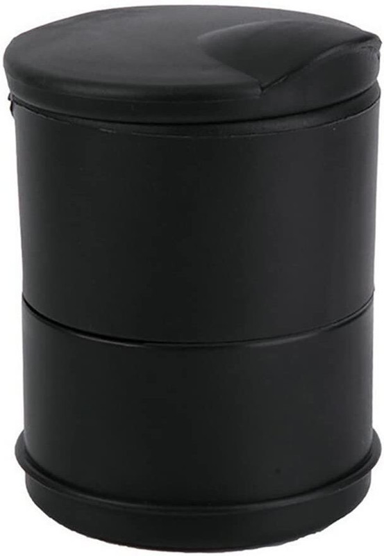 Favoto Car Ashtray Vehicle Portable Cylinder Holder Cup Stand with LED Lights Battery Black Plastic Ashtray(Pack of 1)