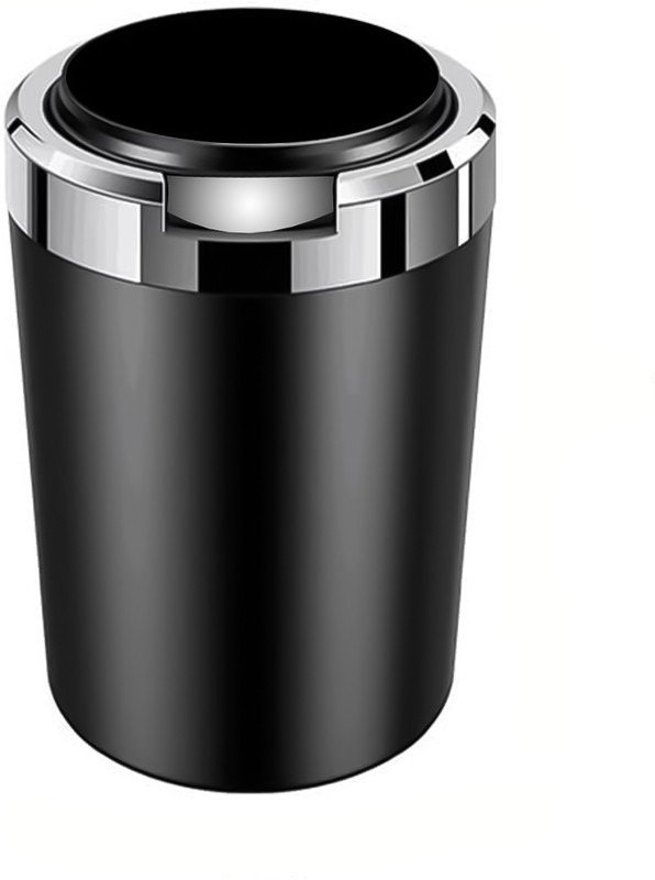 Ekhasa Nostrae 1pc Car Ashtray with LED Light, One-Click Open Lid, Large Capacity Black, Silver Plastic Ashtray(Pack of 1)