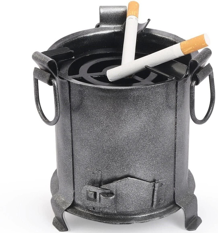 Bogenlite Angeethi BBQ Style Metal Ashtray Black Iron Ashtray(Pack of 1)