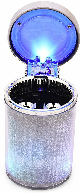 CCE Car Cigarette Ashtray Silver Body with Multicolour LED Light Silver Plastic, Carbon Steel, Copper Ashtray(Pack of 1)