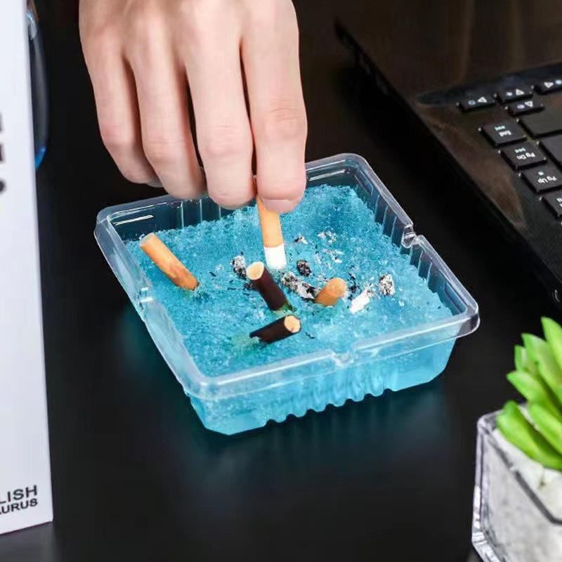 FROWWY Crystal Gel Smokeless Cigarette Ashtray with Odor Beads Ashtray 3 pcs Multicolor Plastic Ashtray(Pack of 3)