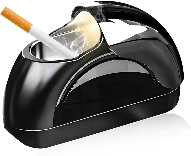 LUXONIX Car Ashtray with Lidt – Portable Smokeless Ash Tray for Cars Black Aluminium, Plastic Ashtray(Pack of 1)