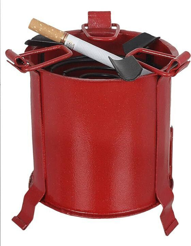APEROL DESIGN Angeethi BBQ Style Metal Ashtray Cigarette Rest for Indoor Outdoor Home, Office Red Stainless Steel Ashtray(Pack of 1)