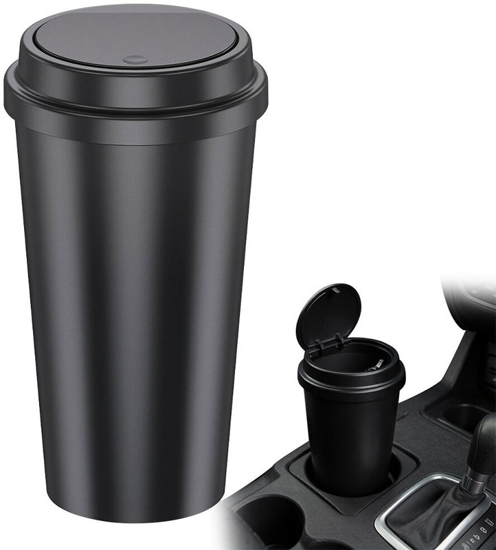 STHIRA Pop Up Lid Car Trash Bin Waterproof ABS Compact Waste Bin for Car Home Office Black Plastic Ashtray(Pack of 1)