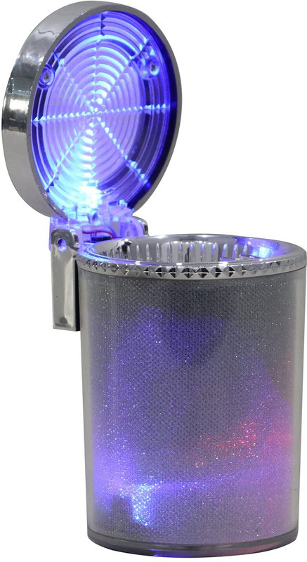 ALLEXTREME Portable Auto Car Cigarette Smoke Ashtray Ash Cylinder Cup with LED Light Silver Plastic Ashtray(Pack of 1)