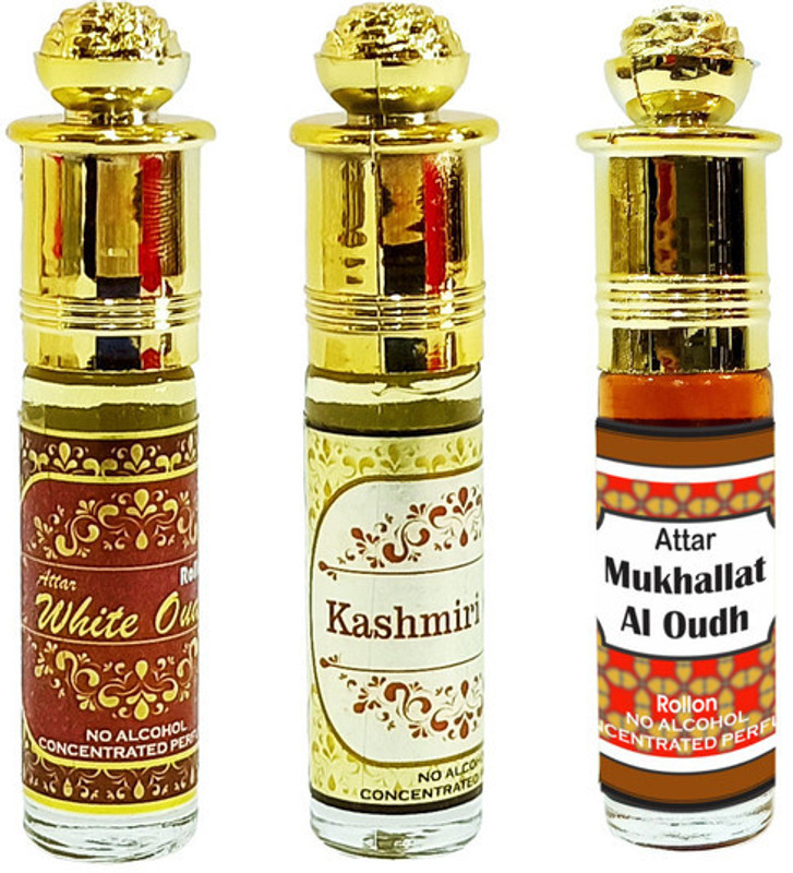 INDRA SUGANDH BHANDAR Oudh 3 in 1 (White Oudh, Kashmiri Oudh, Mukhallat Al Oudh) Non-Alcoholic Attar Herbal Attar(Agarwood)