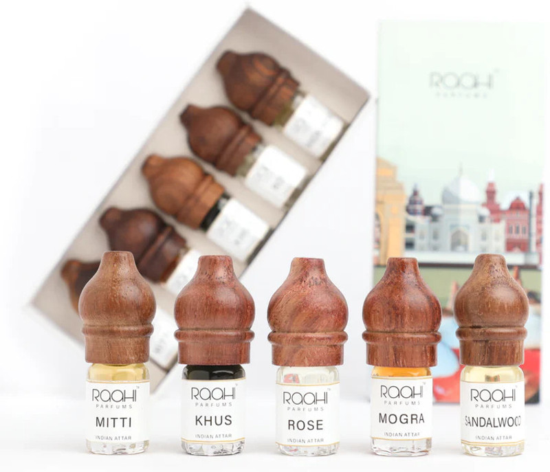 Raahi Parfums Traditional Indian Attars | Discovery Set | 5 Fragrance |Smell Fresh | 5x2ml Floral Attar(Natural)