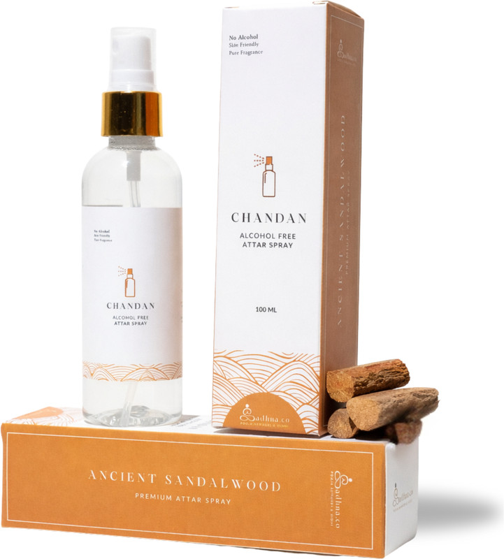 Sadhna.co Chandan Alcohol Free Attar Spray 100ML - Pure Sandalwood Fragrance for Pooja Floral Attar(Sandalwood)