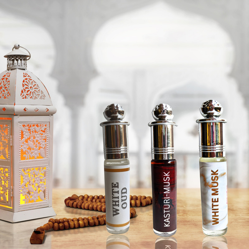 AL SARA FRAGRANCE White-Oud Kasturi-Musk White-Musk Combo pack | 3x8ml roll on perfume Floral Attar(Oud (agarwood), Musk, Musk, Floral, Natural)