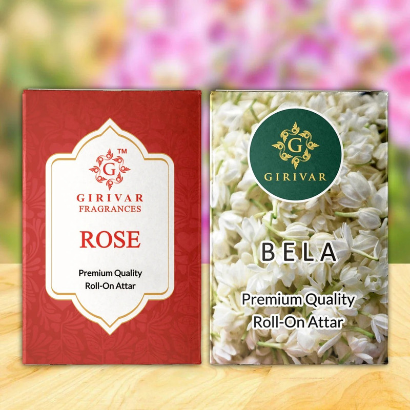 girivar Rose/Bela Premium Roll-On Pure,Natural Long Lasting Alcohol Free Attar Perfume Floral Attar(Floral, Rose)