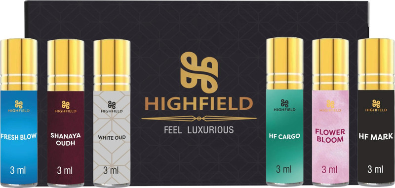 HIGHFIELD Attar Perfume Gift Set For Unisex 6Pcx3ml Each Total 18ml Floral Attar(Floral, Oud (agarwood), Woody, Citrus)