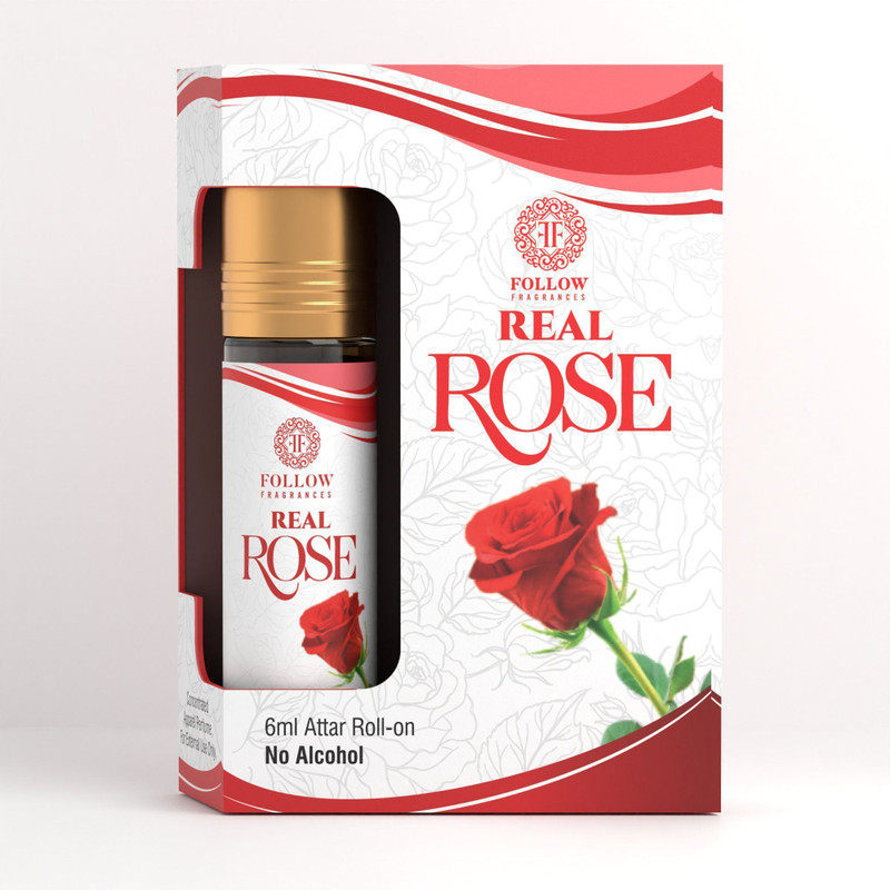 Follow Fragrances Real Rose Attar 6ml | Long Lasting Attar | No Alcohol Floral Attar(Rose)