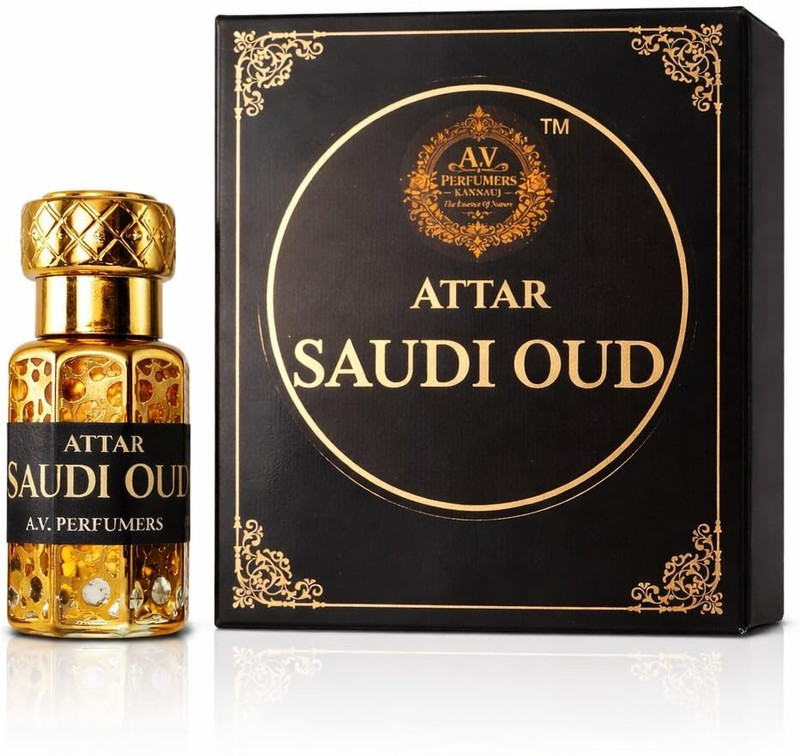 A V Perfumers kannauj Saudi Oud Attar | Alcohol Free Long Lasting Perfume Oil | For Men and Women 5ml Herbal Attar(Saffron, Sandalwood)