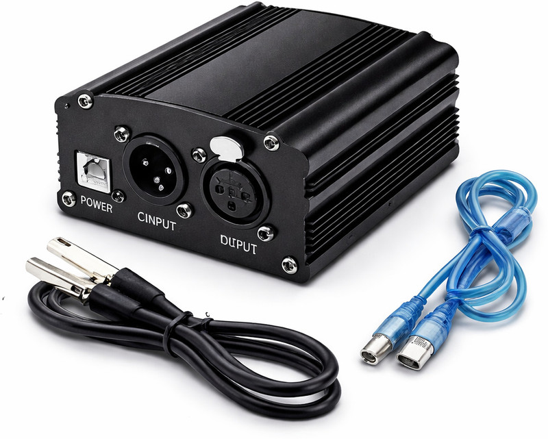 Urban Infotech 1-Channel 48V USB Phantom Power Supply Audio Interface with USB Cable, With Free 10 Feet XLR 3 Pin Microphone Cable for Any Condenser Microphone Music Recording Equipment Audio Interface