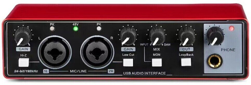 Adiohub USB Interface 24Bit/196kHz Professional Sound Card, Mixer With XLR/TSR/TS Ports Audio Interface