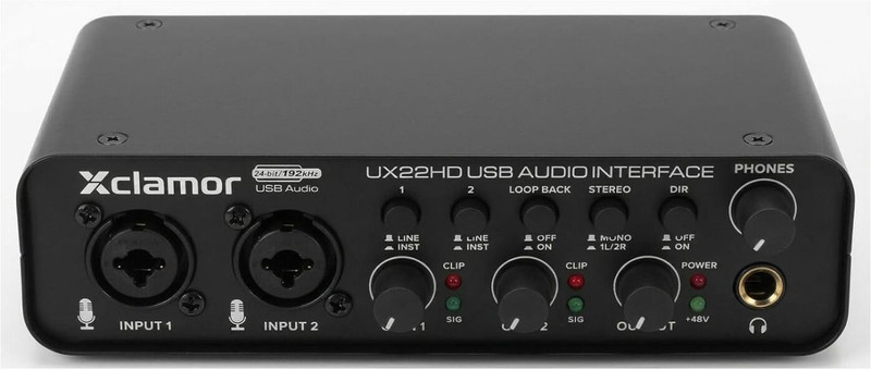 Xclamor USB Audio Interface 2x2 24bit 192kHz XLR Hi-Z Phantom Power PC Mac Audio Interface