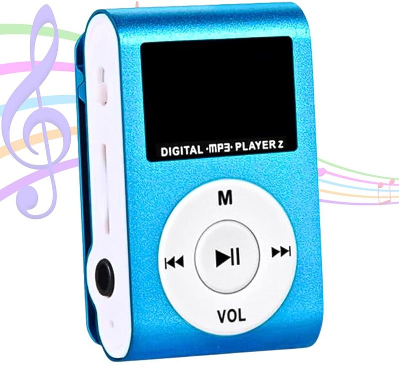 DRUMSTONE Limited Edition Mini MP3 Player - 32GB Support, USB, Clip & Earphones MP3 Player(Blue, 1.3 Display)