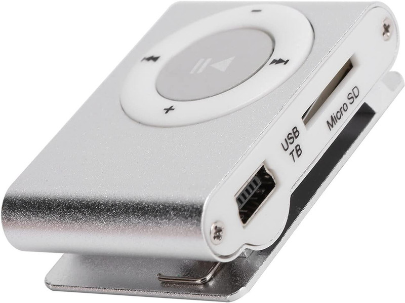 DRUMSTONE Mini Rechargeable Metal MP3 Player with 3.5mm Audio Jack & SD Card Support MP3 Player(Silver, 0 Display)