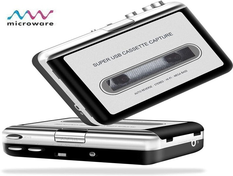 microware USB MP3 cassette capture to MP3 USB Cassette Capture Tape without PC MP3 Player(Silver, 4.3 Display)