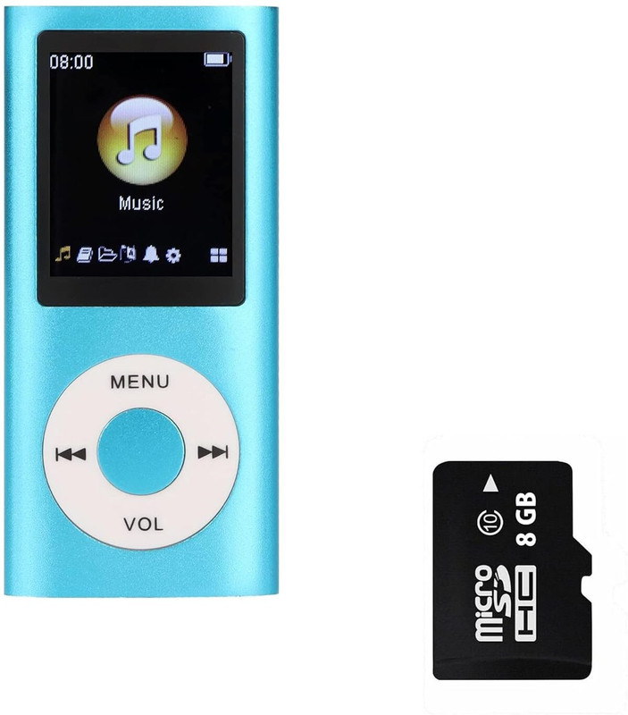 DRUMSTONE Compact MP3 Music Player with 8GB SD Card MP3 Player(Green, 0 Display)