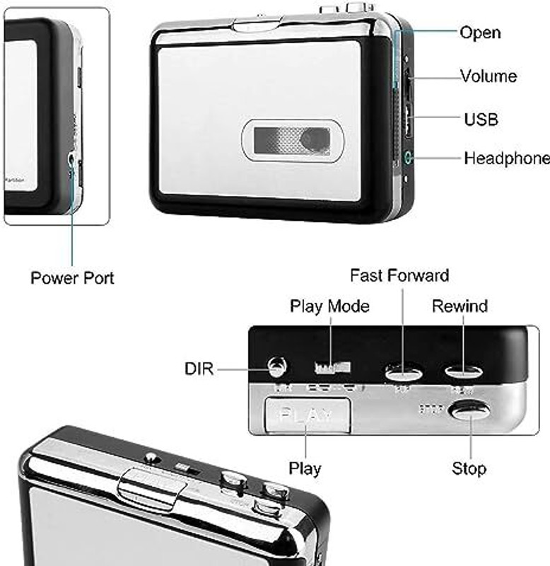 VOOCME Tapes to Digital MP3 Save into USB Flash Drive 32 GB MP3 Player(Grey, 0 Display)