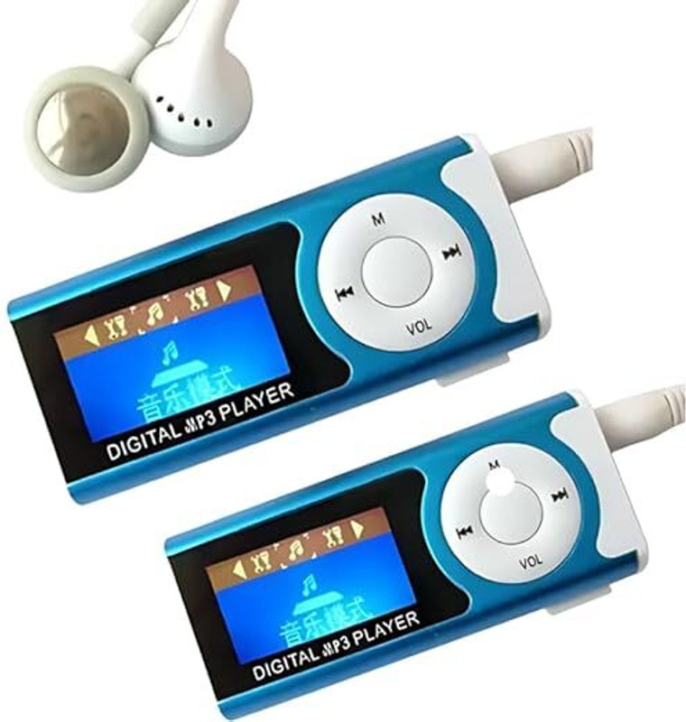 DRUMSTONE 𝑩𝑼𝒀 𝑶𝑵𝑬 𝑮𝑬𝑻 𝑶𝑵𝑬 Slim MP3 Player with Extended Playback MP3 Player(Blue, 2.4 Display)