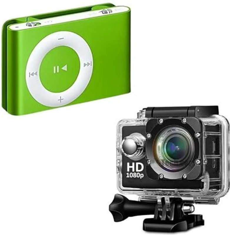 Raptas Combo C1148 High-Performance MP3 Player & High-Performance Action Camera 16 GB MP3 Player(Green, 2.4 Display)