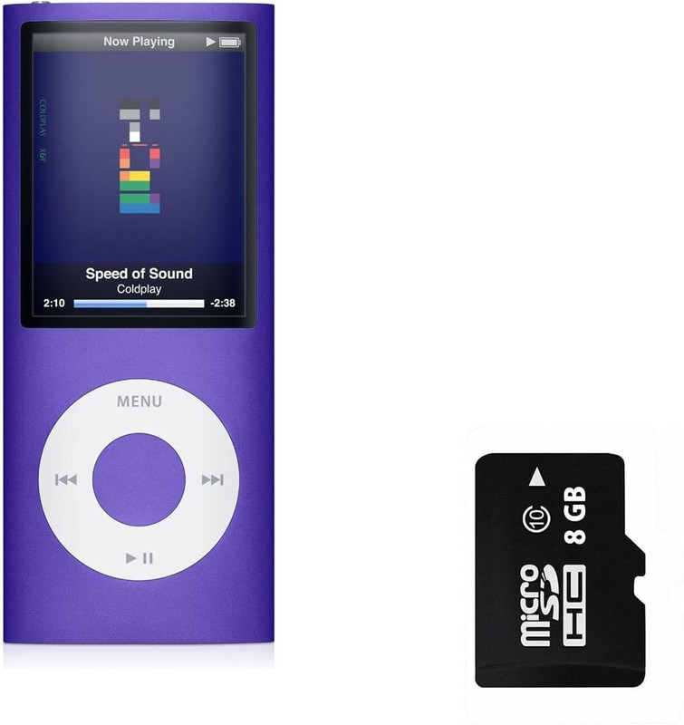 DRUMSTONE Portable Slim MP3 Music Player with SD Card Support, FM Radio, LCD Screen MP3 Player(Purple, 2 Display)