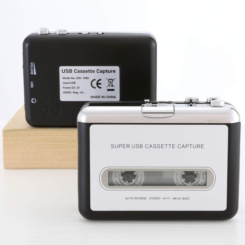 microware USB Cassette to MP3 Converter Capture, Audio Super USB Portable Cassette MP3 Player(Silver, 2 Display)
