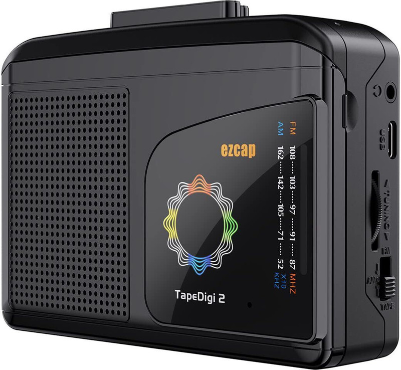microware EZCAP Tape Digi 2 Portable Tape Player Capture Mp3 Audio Music Via USB MP3 Player(Black, 4.5 Display)