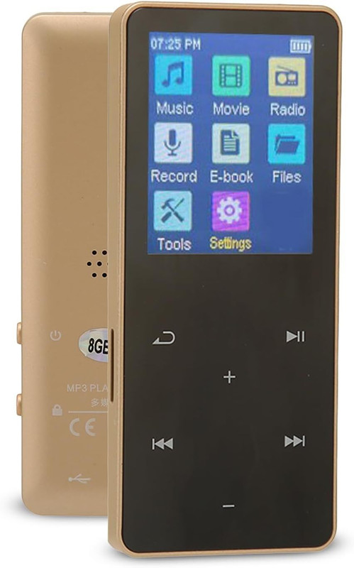 Lipzie MP4 Music Player, 16GB, HiFi, FM Radio, E-Book, Portable, Multi-Functional 16 GB MP4 Player(Golden, 2 Display)