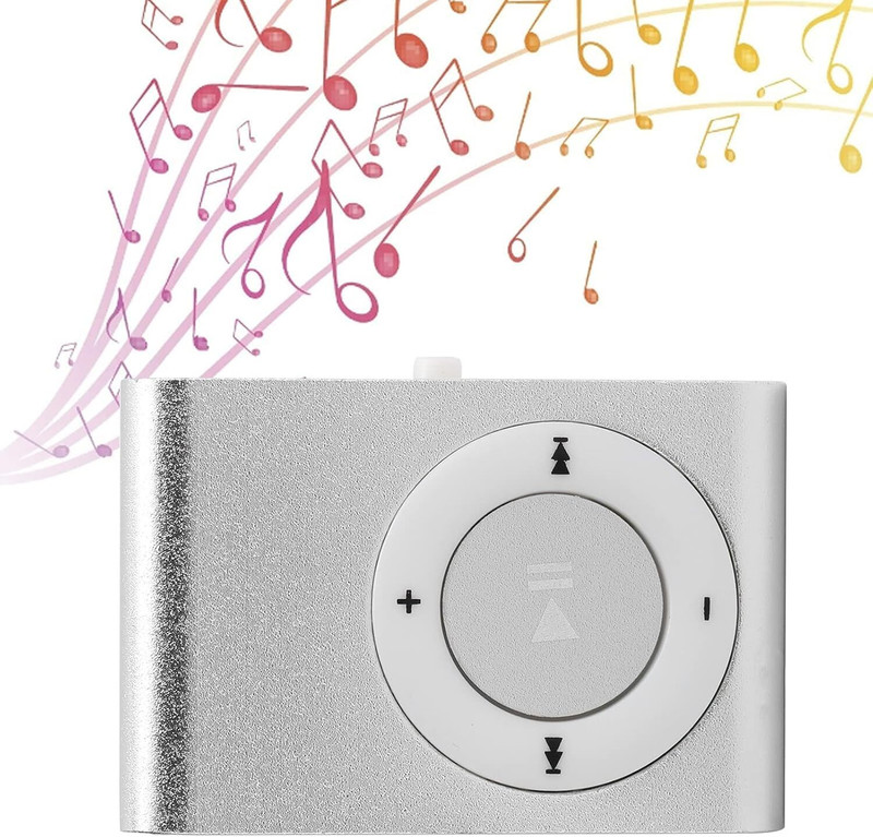 DRUMSTONE Mini MP3 Player with 8GB Memory and Earphones MP3 Player(Silver, 0 Display)