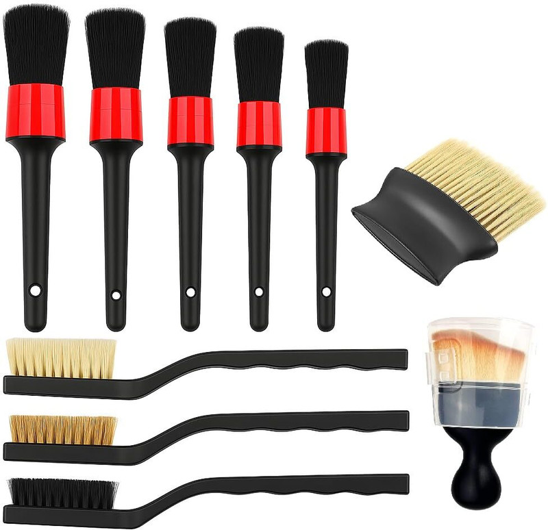 CLVMART 10pcs Auto Car Detailing Brush Set,Car Interior Cleaning Kit Combo