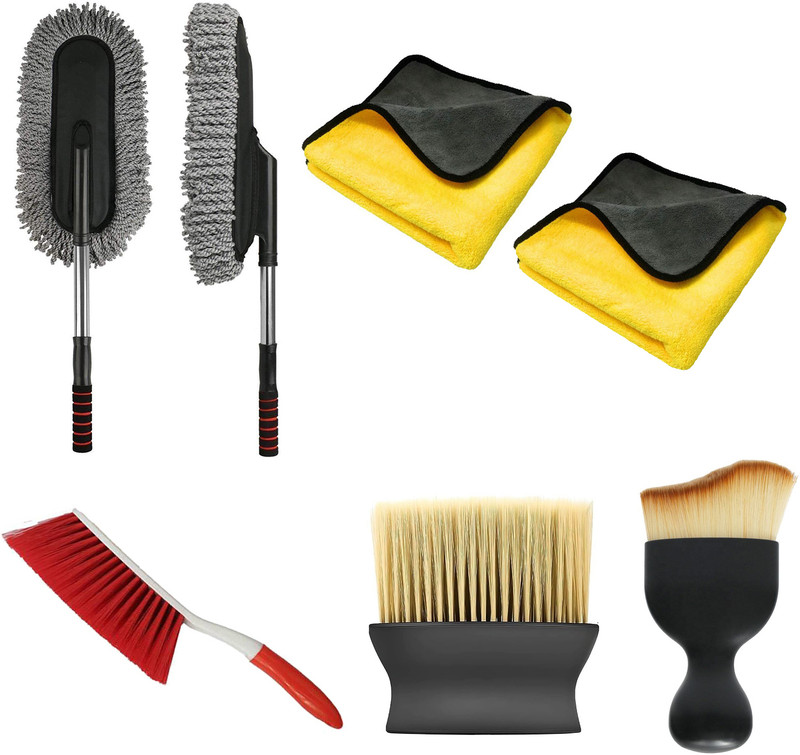 Kanya Car Duster, Detailing Brush, Microfiber Towel, Corner Cleaning Brush, Carpet brush Combo