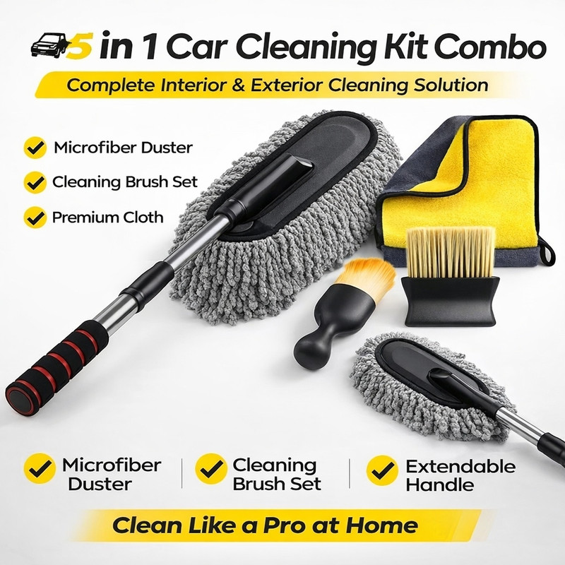 AQUABUCKET 2 X Duster For Extrior Or Extirior, 2 X Dust Cleaning Brush, 1 X Microfiber Cloth Combo