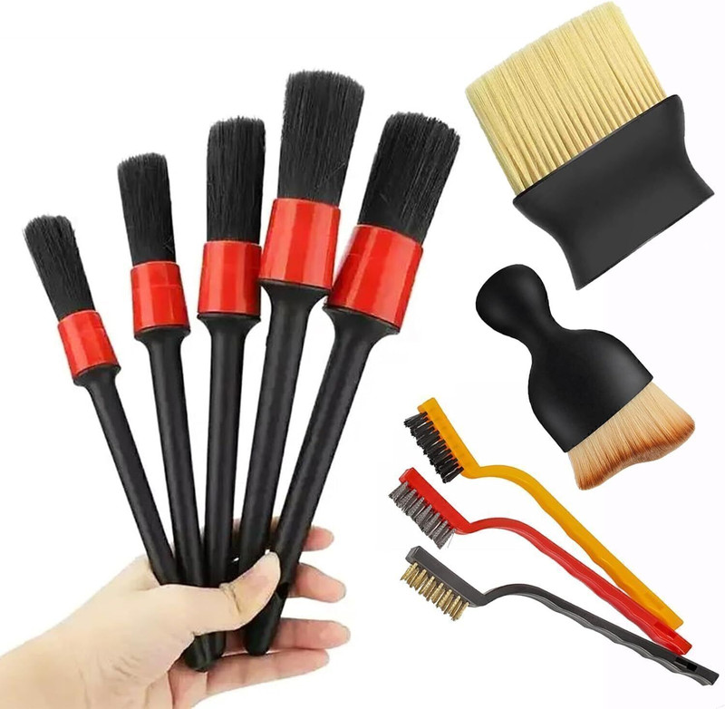 GLOW FIRST 10pcs Auto Car Detailing Brush Set,Car Interior Cleaning Kit Combo