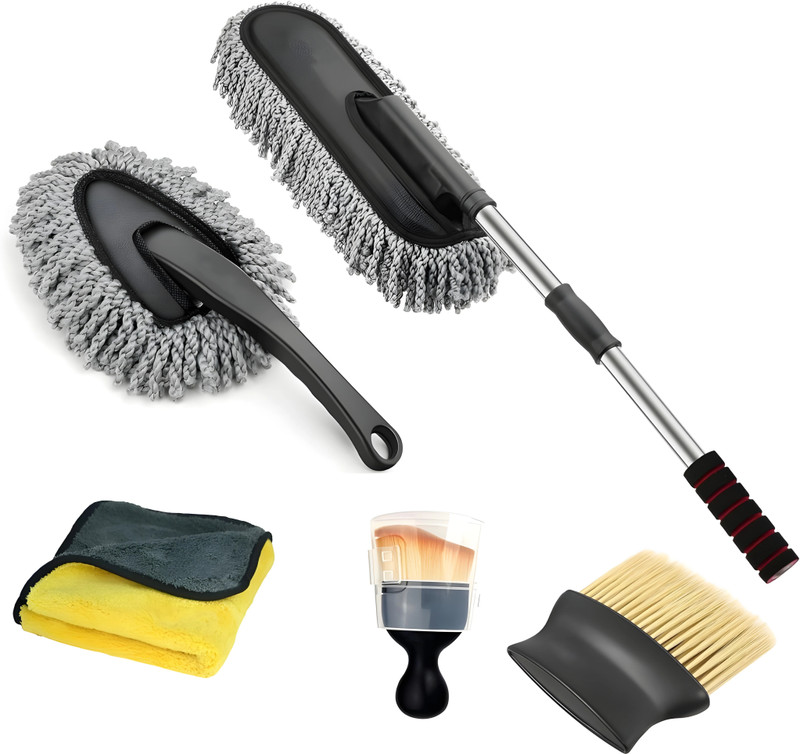 Bizbee 5Pcs Microfiber Car Cleaning Combo for Full Interior and Exterior Car Wash Kit Combo