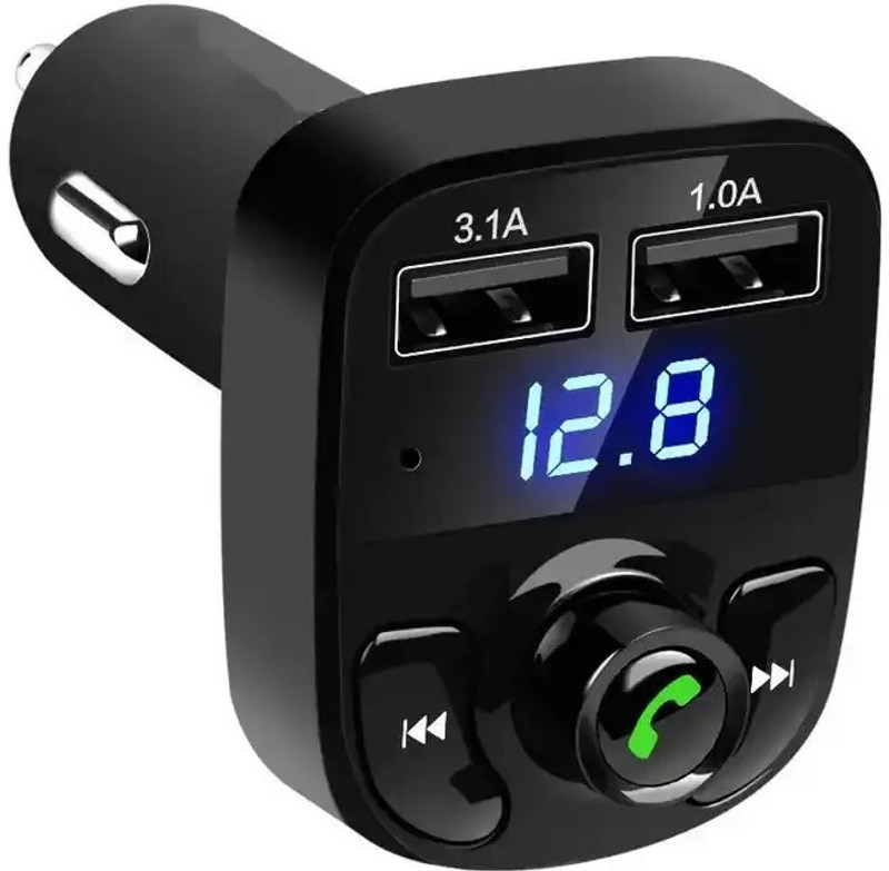 TechTrave Car X8 Bluetooth Fm Transmitter Wireless 2.1 A Dual USB Port Car Laptop Charger(DC)