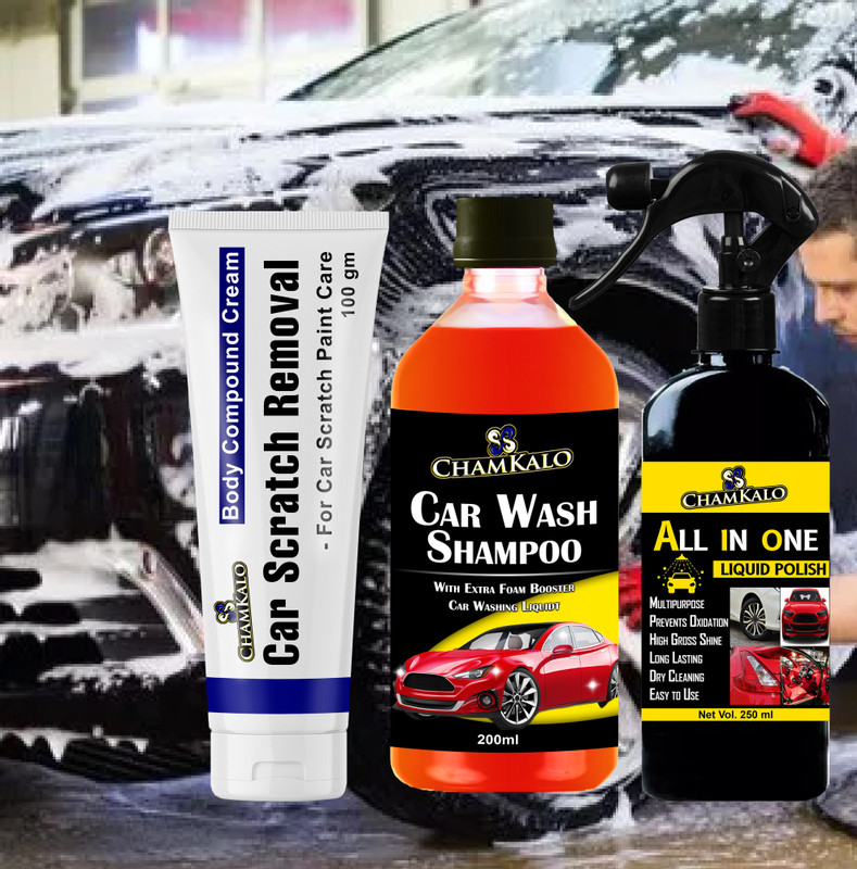 chamkalo Car Wash Shampoo,Polish,Scratch Removing Gel Combo