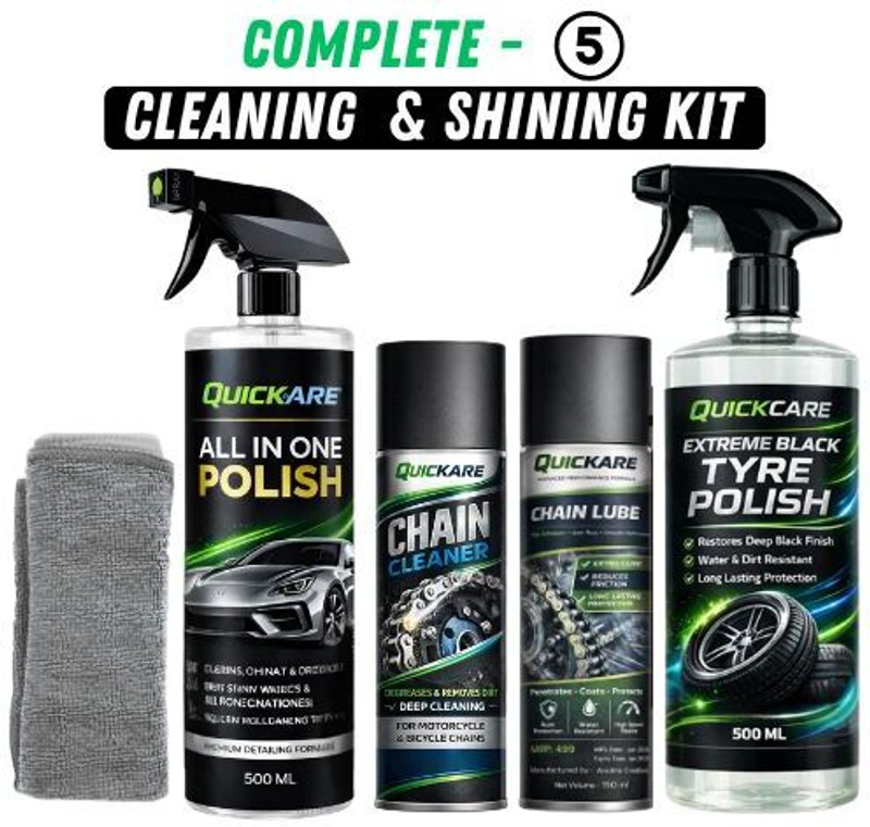Quickare Total Vehicle Cleaning Maintenance Combo Kit Pack Combo
