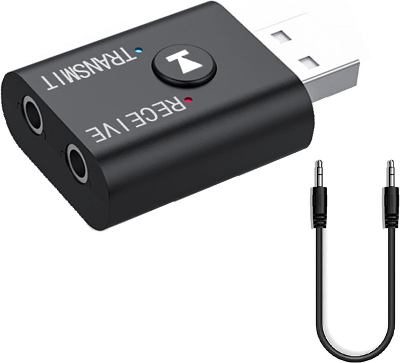 TIZOQ v5.0 Car Bluetooth Device with Audio Receiver, Transmitter, 3.5mm Connector, Adapter Dongle(Black)