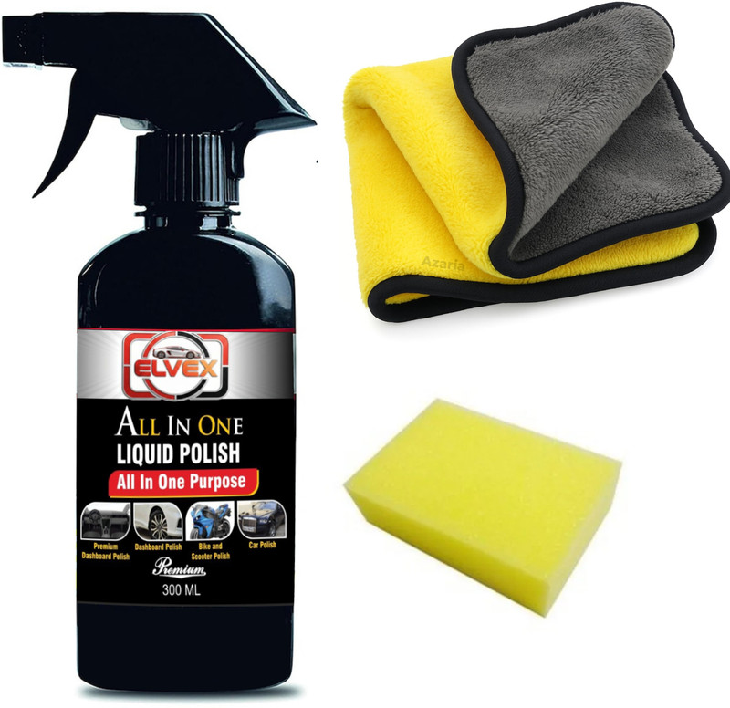 Elvex Scooty and bike Polish with 500 gsm Microfiber and Sponge 300 ml Combo