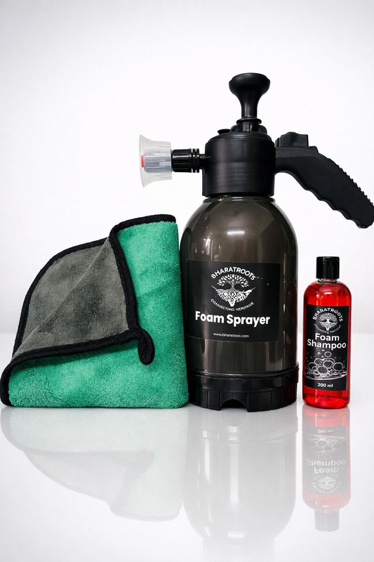 Bharatroots Foam Sprayer Microfiber Cloth Shampoo Combo